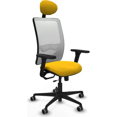 Chaise de bureau piqueras y crespo Zulema blanc jaune mousse (1/2)