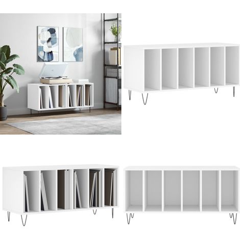 Mobile Porta Dischi Bianco 100x38x48 cm in Legno Multistrato - Mobile per dischi vinili - Mobile in legno
