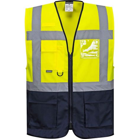 Gilet Executive Warsaw couleur : Jaune/Marine taille M - PORTWEST