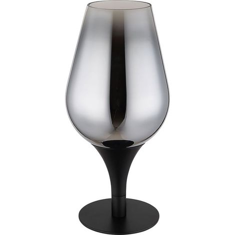Lampe de table, lampe de chevet et lampe de salon en verre chromé, hauteur 31 cm, marque ACKERMAN (1/2)