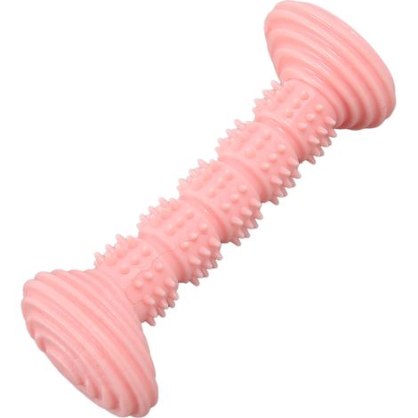 Jouets à mâcher en caoutchouc pour chiens, en forme d'os mignon, pour le nettoyage et le broyage des dents des chiots, jouets à mâcher souples pour les petits et moyens chiens, rose (1/5)