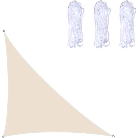 Voile d'ombrage triangulaire imperméable 3x3x4,3m pour jardin, terrasse, auvent extérieur, abri de piscine, parasol de camping (blanc cassé)