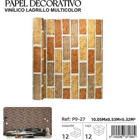 Papier peint vinyle brique multicolore