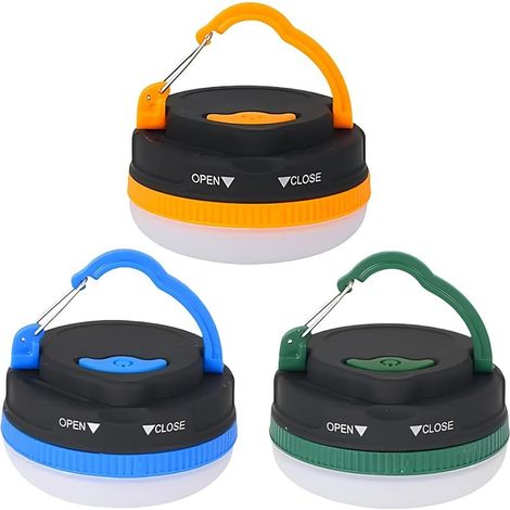 Lot de 3 lanternes de camping LED étanches et portables avec 3 modes d'éclairage, base magnétique, lanterne électrique pour camping/randonnée/pêche/urgence (1/5)