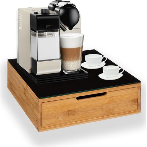 Trade Shop - Titular Del Soporte De Bambú Con Cajón 4 Compartimentos Organizador Cápsulas Con Cápsulas Té De Café Té - (1/5)