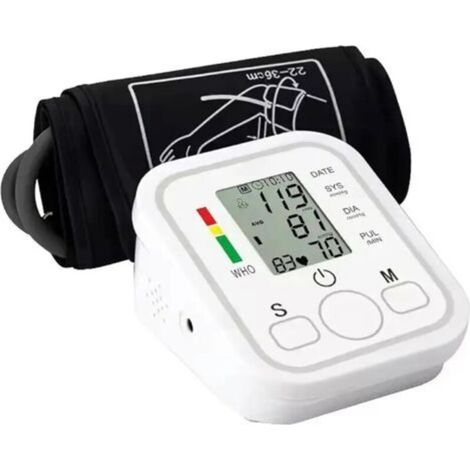 Tensiomètre bras haut avec écran LCD, mesure automatique de la pression artérielle et fréquence cardiaque, usage domestique
