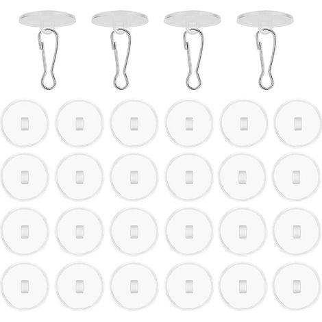 Sollbry Lot de 30 crochets de plafond adhésifs, crochets muraux adhésifs avec boucle en métal, petits supports d'affiches pour lumières à disque pour fête de mariage (1/4)