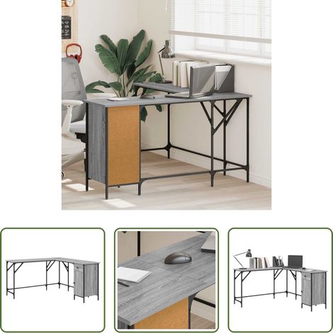Schreibtisch L-Form - Schreibtisch Grau Sonoma 141x141x75 cm Holzwerkstoff (1/5)
