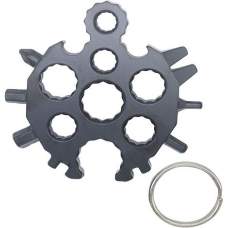 18-in-1 Snowflake Card Combination, Portable Multifunctional Snowflake Keychain, Snowflake Screwdriver, 1 Piece (Black) (1/5)