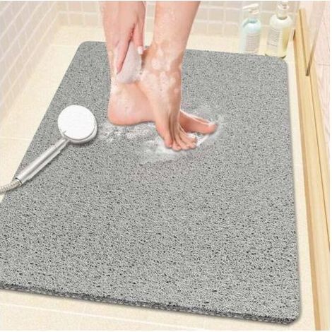 Rutschfeste PVC-Duschmatte – Maße 61 x 40,6 cm – Schnelle Entwässerung – Weiche Textur für Fußkomfort – Schnelltrocknend in Grau (1/5)