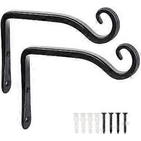 Wall hook for hanging plants, set of 2, 14.4 cm (5.67 inches), black (1/2)