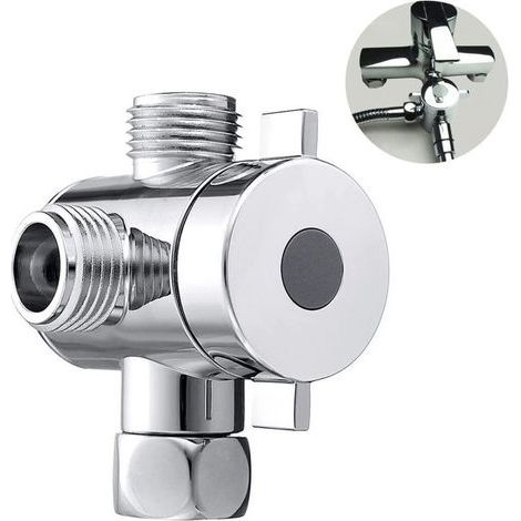 Universelles 3-Wege-Umstellventil für Badezimmer – G1/2-Einlass und 2 Auslässe (G1/2) – Für Handbrause und fest installierten Brausekopf – Ersatzteile für Armaturen (1/5)