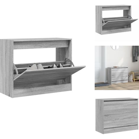 Armoire à chaussures sonoma gris 80x34x63 cm bois d'ingénierie - Meuble Chaussure - Rangemen Chaussures - Armoire Chaussure - Meuble Entrée - Rangement Petit Espace (1/5)