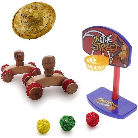 Ensemble de 3 jouets puzzle oiseaux avec poulie, support de basket-ball et chapeau pour perroquets, jouet d'intelligence (1/4)
