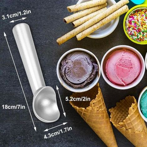 Cuillère À Glace - Aluminium Monobloc - Antiadhésif Antigel - Pour Glace Pâte À Biscuits Sorbet - 18 Cm - 1 Pièce (1/4)