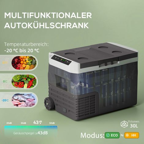 Glacière électrique à compresseur 30L, noir, avec éclairage LED, mode éco, connectée, fonction conservation au froid (1/4)