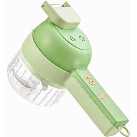 Ensemble de 4 en 1 pour couper les légumes électriques portables : robot culinaire portatif, hachoir à légumes portatif, hachoir électrique multifonctionnel sans fil pour viande, ail, piment, oignon, (1/5)