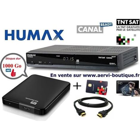 Pack décodeur Satellite - Humax TN7000HD - TNTSAT Canal Ready - PVR - Disque dur externe 1 To USB 3.0