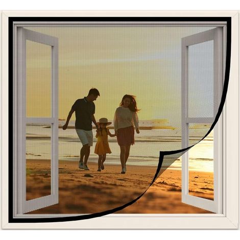 60x90cm Window Mosquito Net, No Drilling Required, Insect Protection for Roof Windows, Insect Screen with Strong Self-Adhesive Hook and Loop Strip, Easy to Install Without Drilling, Black (1/5)