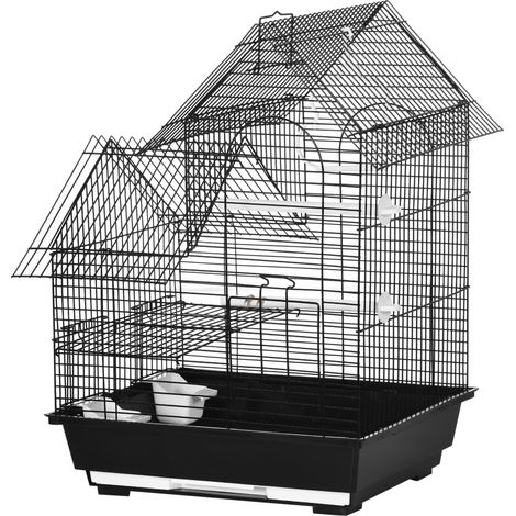 Metal Bird Cage for Finch- Canary w/ Food Containers- Swing Ring- Tray- Handle- 39 33 47cm (1/5)