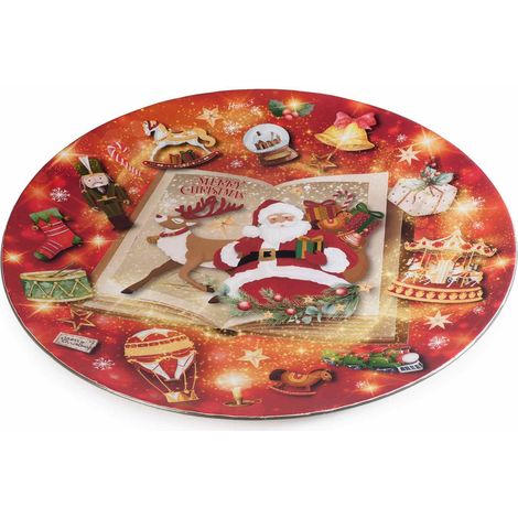 Sottopiatto tondo in plastica rigida con stampa natalizia, set da 12 pezzi, Ø 33 cm
