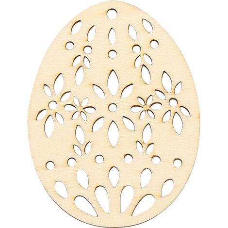 Oeuf De Pâques En Bois - Découpe Naturelle Non Peinte - 9 Cm - Avec Corde En Chanvre Pour Suspension - 1 Pièce (1/2)