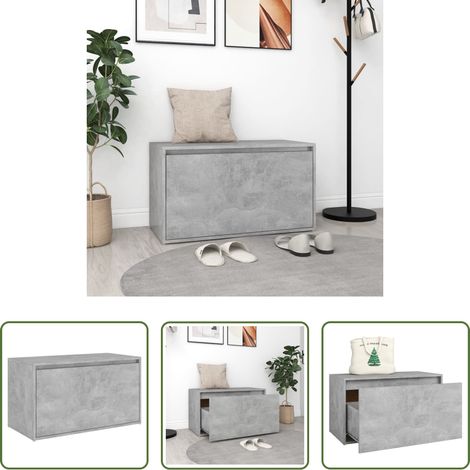 Rangement d'entrée - Banc d'entrée 80x40x45 cm Gris béton Bois d'ingénierie (1/5)