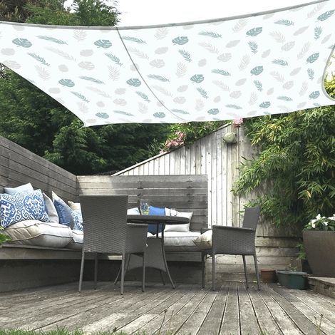 Voile d'ombrage de jardin/piscine, voile d'ombrage d'angle de cour, imprimée, quadrilatère carré de 2 x 2 mètres (1/5)