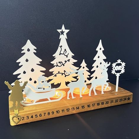 Couronne de l'Avent, bougeoir moderne en métal avec supports en bois et fonction compte à rebours, bougeoir de Noël, pour bougies chauffe-plat, décoration de table de Noël à faire soi-même (1/5)