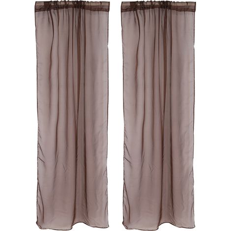 Rideau voilage pour fenêtre de chambre ou balcon (couleur café foncé) (1/5)