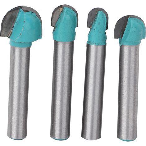 4pcs 6mm Round Shank Wooden Work Milling Cutter Bit Woodworking Core Box Router Bit Set (1/5)