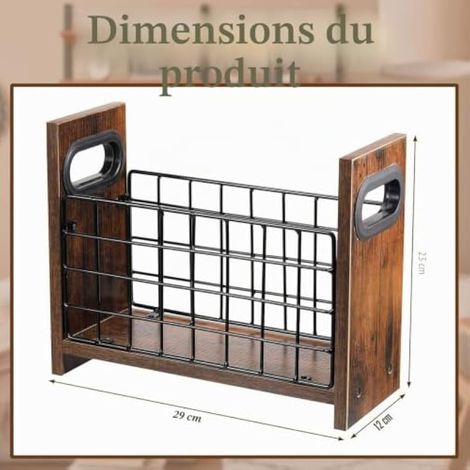 Porte-revues moderne en bois - Porte-revues - Panier de rangement - Bote à journaux pour livres, journaux, dossiers - Organiseur de bureau/sol (1/3)