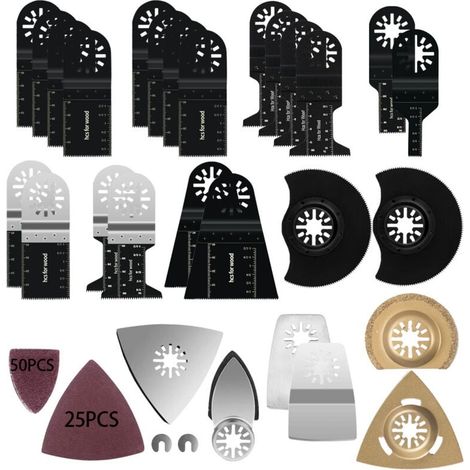Lame de Scie Oscillante, 105 Pcs Outil Multifonction lame, Saw Blades Accessoires Kit, Outils Oscillants Multifonctions universelle