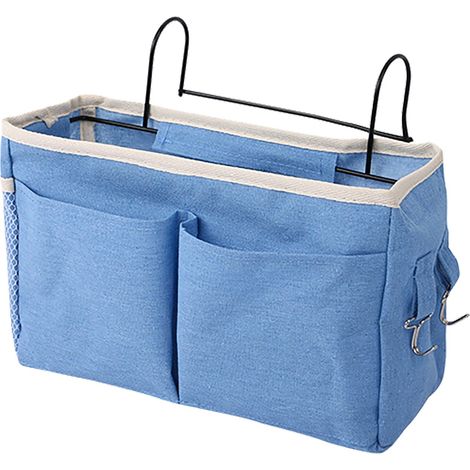 Borsa portaoggetti da comodino, borsa organizer da appendere al letto con tasche, Per letti a castello, dormitori, sponde per letti, campeggio, ecc., 4 tasche - blu (1/3)