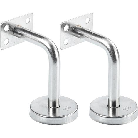 Lot de 2 Supports Muraux en Inox - Pour Main Courante Bois et Métal - 6 x 8 x 5 cm - Installation Sécurisée pour Escaliers (1/5)