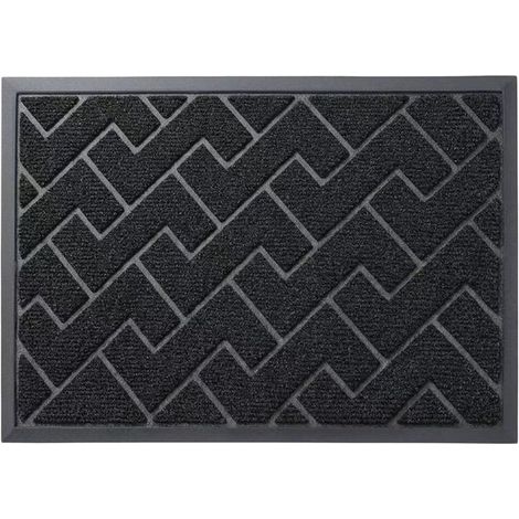 Tapis d'entrée – Convient à une utilisation intérieure et extérieure – Antidérapant, absorbant et facile à nettoyer – Idéal pour les chambres, les cuisines et les couloirs – 43,3 x 75 cm – Noir (1/5)