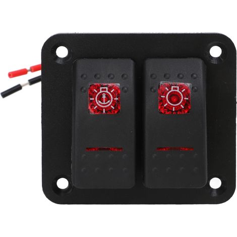 Panneau d'interrupteurs à bascule doubles marche/arrêt précâblé avec LED rouge 12 V 24 V 20 A 10 A et étiquettes pour véhicules marins (1/5)