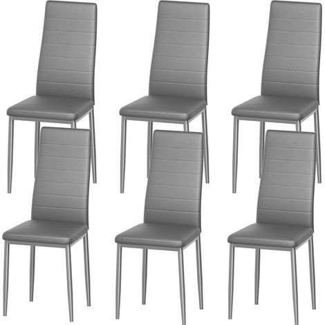 Set 6 sedie sala da pranzo Stanew, sedie da pranzo, Sedie da Pranzo Moderne, seduta imbottita spessa, set di sedie da cucina, Gambe in Acciaio, Sedie Cucina in Similpelle, grigio