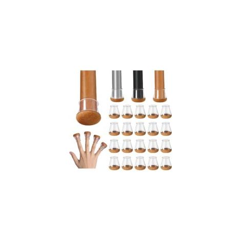 Protezioni per gambe di sedie, 20 pezzi, piccole protezioni trasparenti in silicone per pavimenti con rivestimento in feltro, coprigambe per sedie, tappi in silicone per gambe di sedie, diametro 14-20