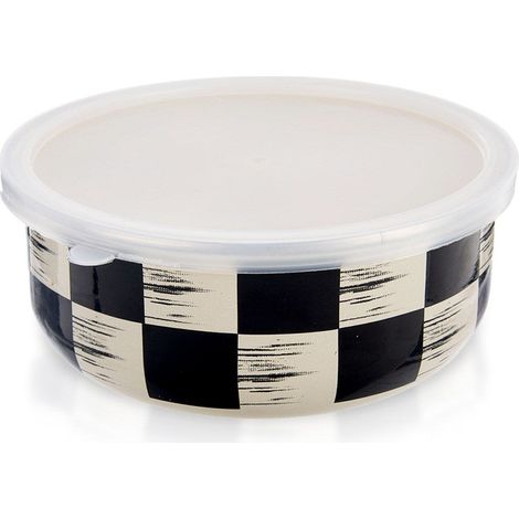 Bol esmaltado con tapa, diseño ajedrezado, 17 cm, 1 l (1/5)