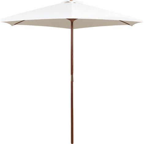 Parasol avec poteau en bois 270 x 270 cm blanc crème (1/5)