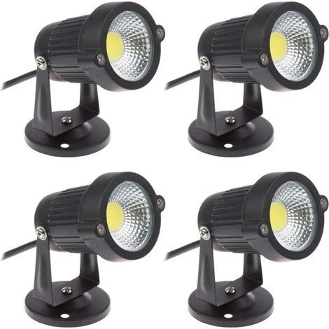 Set mit 4 5W 220V COB LED-Strahlern, verstellbare Gartenleuchten für Garten und Terrasse (Kaltweiß)