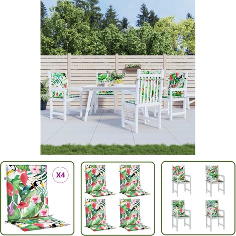 The Living Store Coussins de chaise à dossier bas lot de 4 multicolore tissu - Coussin De Chaise - Coussin Exterieur - Coussin Décoratif - Coussin Confortable - Coussin Multicolores (1/5)