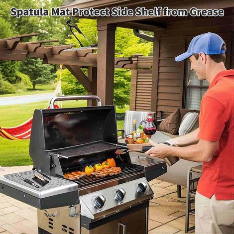 2er-Set Silikon-Grillmatten für Grill, Barbecue und Küche, Grau
