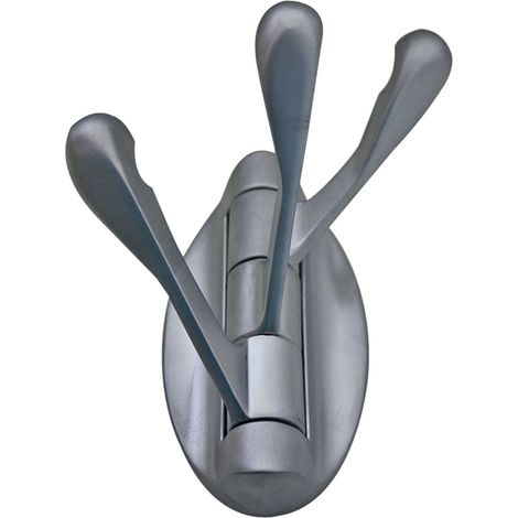 Kleiderhaken mit 3 schwenkbaren Haken Chrom matt Garderobenhaken aus Metall (1/2)