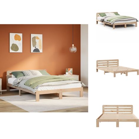 Cadre de lit sans matelas 160x200 cm bois massif de pin - Cadre De Lit - Cadres De Lit - Meuble De Chambre À Coucher - Lit (1/5)