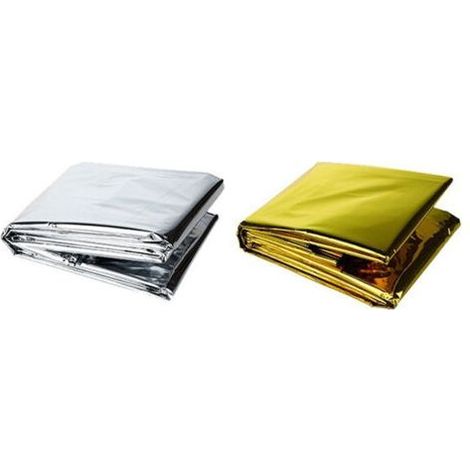 5-Pezzo Coperta di Emergenza Set, Oro e Argento Salvataggio Coperta, Monouso Portatile di Emergenza Esterna Coperta, 130 x 210 cm (1/5)