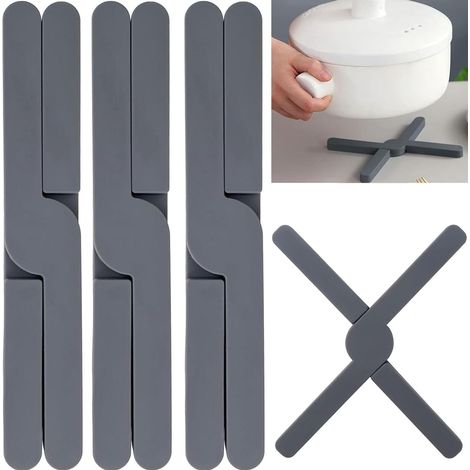 Sollbry Lot de 4 dessous de plat en silicone résistant à la chaleur - Pliables - Maniques pour casseroles, poêles chaudes, protection de poêle (1/5)