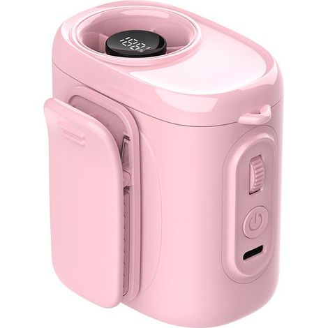 AMXCNOY USB-wiederaufladbarer, tragbarer Ventilator mit Gürtel- oder Nackenclip, Digitalanzeige, 1800-mAh-Akku – Ideal für Reisen, Outdoor-Aktivitäten und den täglichen Gebrauch – Pink