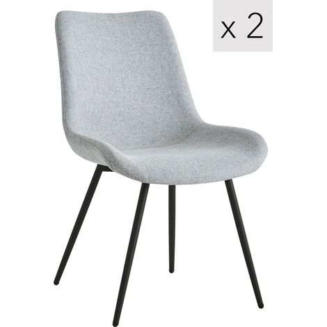 Nordlys - Lot de 2 Chaises de Salle a Manger Scandinaves Pieds Metal Noir